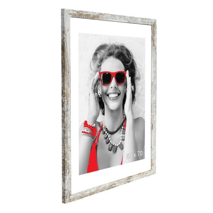 Cadre photo Paris - 50x70 - Gris / Blanc - Moulure 28x12mm