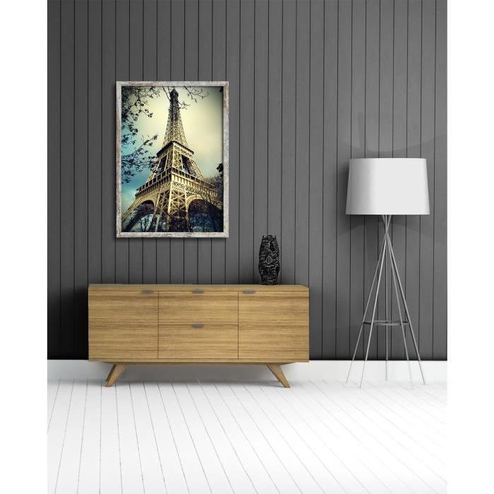 Cadre photo Paris - 50x70 - Gris / Blanc - Moulure 28x12mm