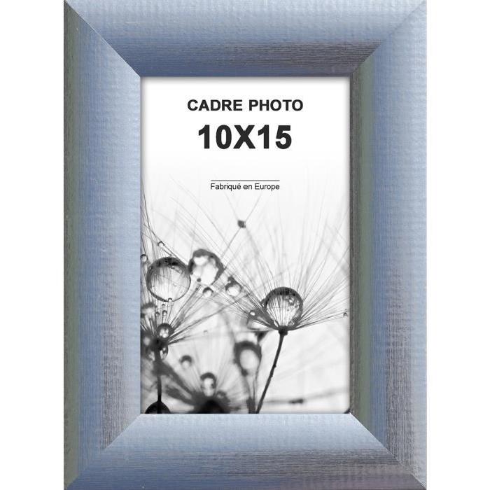 Cadre photo Athenes - 10x15 - Argent strié - Moulure 30x12mm