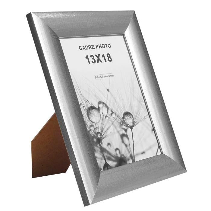 Cadre photo Athenes - 13x18 - Argent strié - Moulure 30x12mm