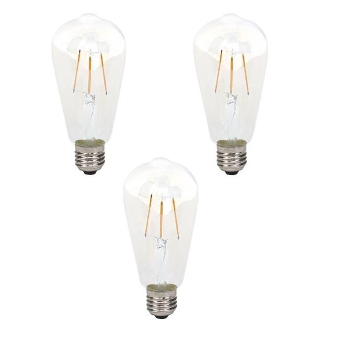 BRILLIANT Lot de 3 ampoules LED filament décorative style retro E27 4 W équivalent a 40 W