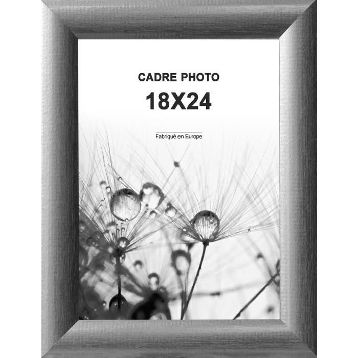 Cadre photo Athenes - 18x24 - Argent strié - Moulure 30x12mm