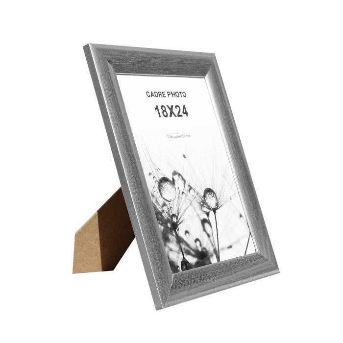 Cadre photo Athenes - 18x24 - Argent strié - Moulure 30x12mm