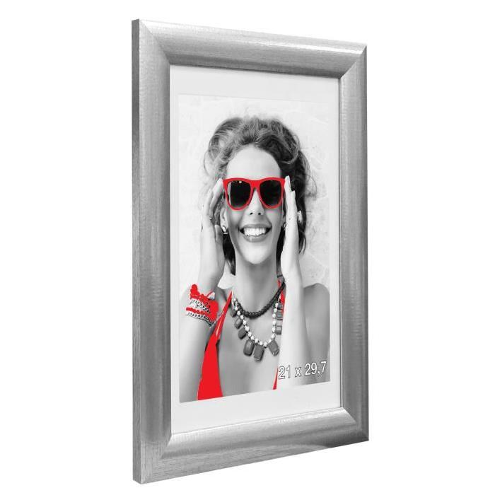 Cadre photo Athenes - 21x29,7 - Argent strié - Moulure 30x12mm