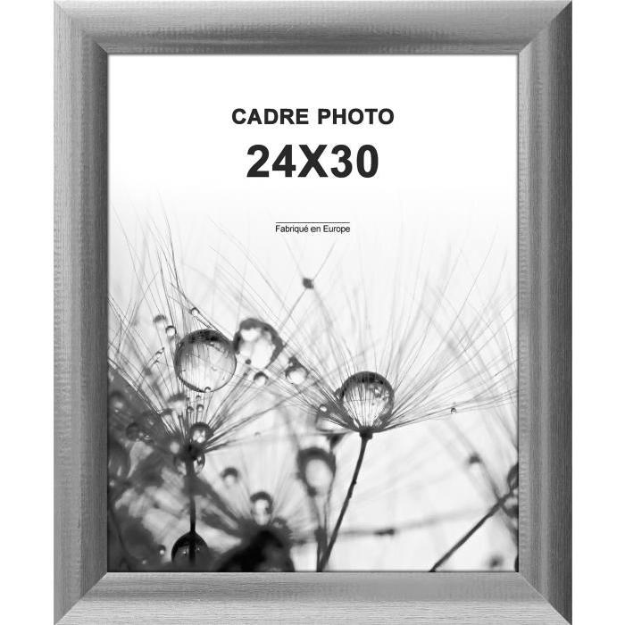 Cadre photo Athenes - 24x30 - Argent strié - Moulure 30x12mm