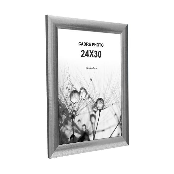 Cadre photo Athenes - 24x30 - Argent strié - Moulure 30x12mm