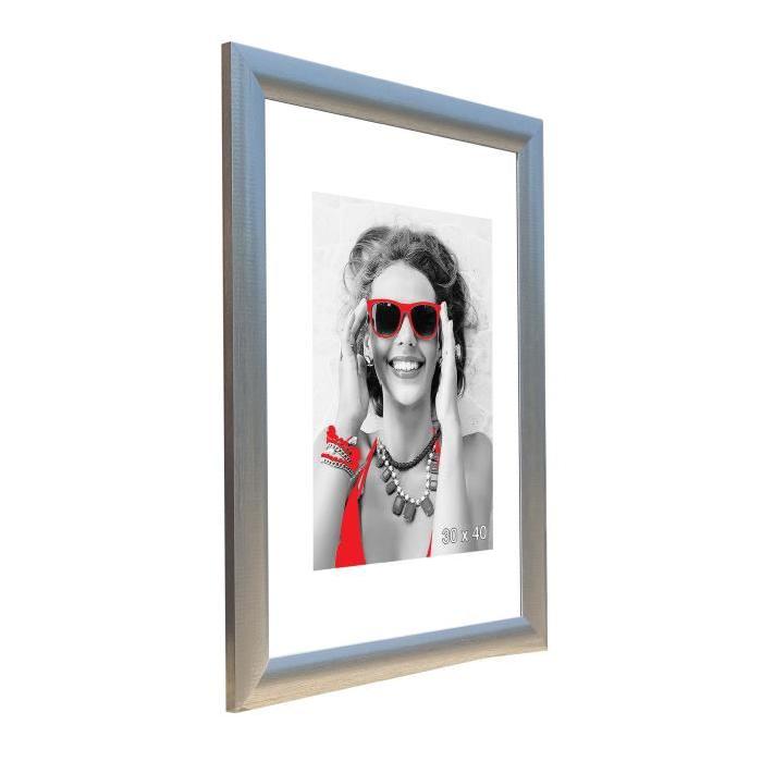 Cadre photo Athenes - 30x40 - Argent strié - Moulure 30x12mm