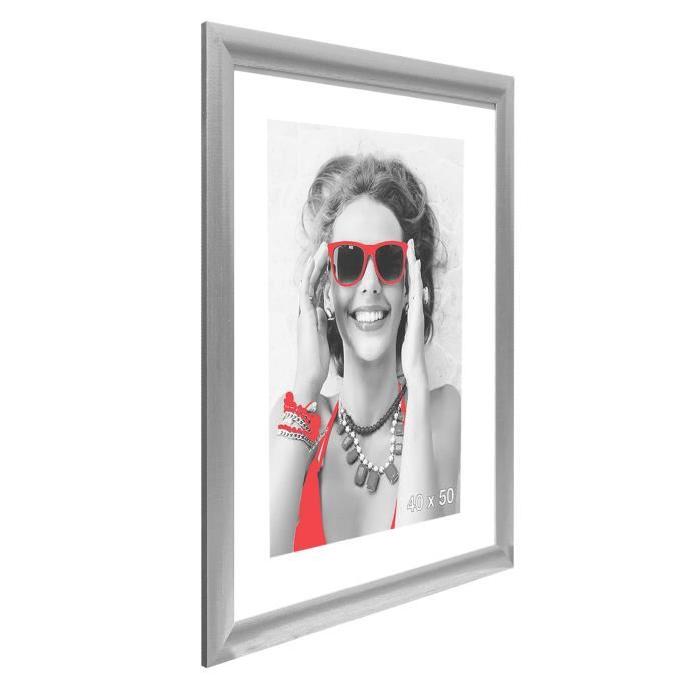 Cadre photo Athenes - 40x50 - Argent strié - Moulure 30x12mm