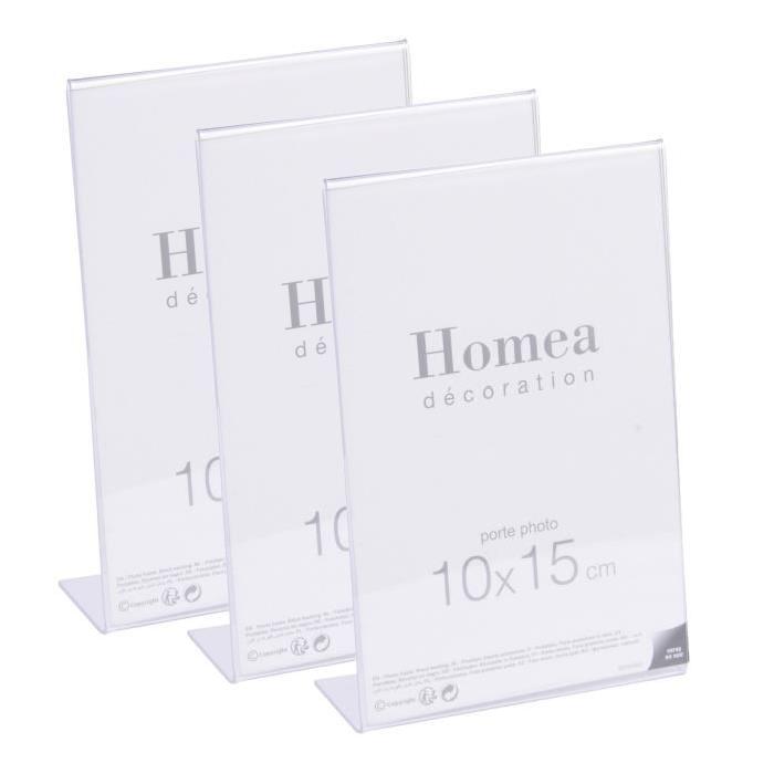 Lot de 3 porte-photos a poser Homea 10x15 cm transparent