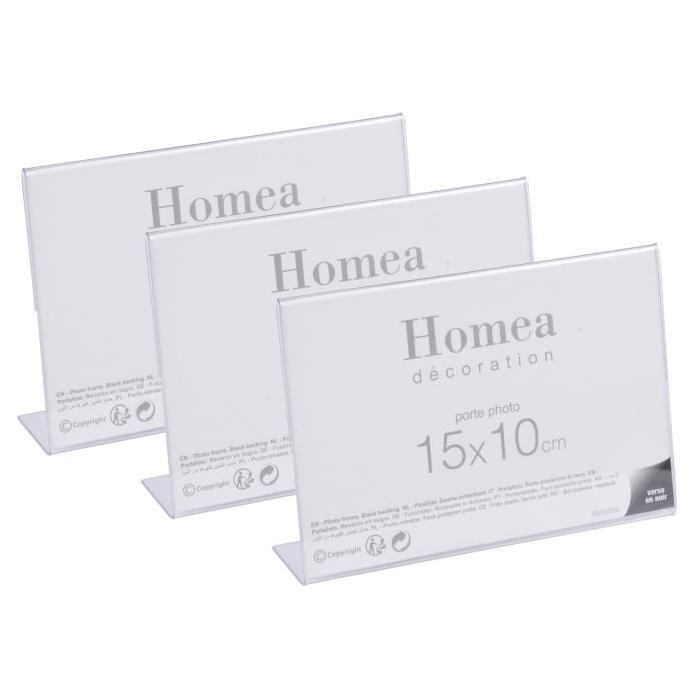 Lot de 3 porte-photos a poser Homea 15x10 cm transparent