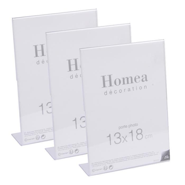 Lot de 3 porte-photos a poser Homea 13x18 cm transparent