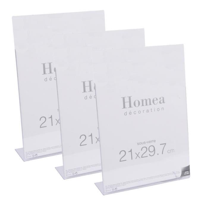 Lot de 3 porte-photos a poser Homea 21x30 cm transparent