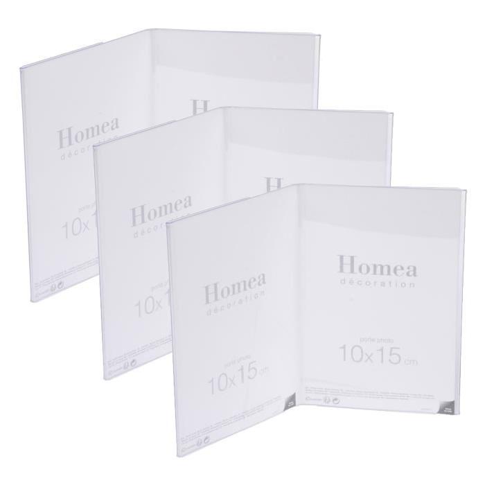 Lot de 3 porte-photos a poser Homea 10x15 cm transparent