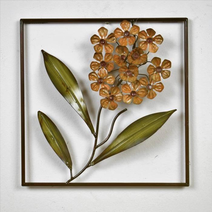 Tableau décoration murale métal Hortensia - Métal - L 35,5 x H 35,5 cm