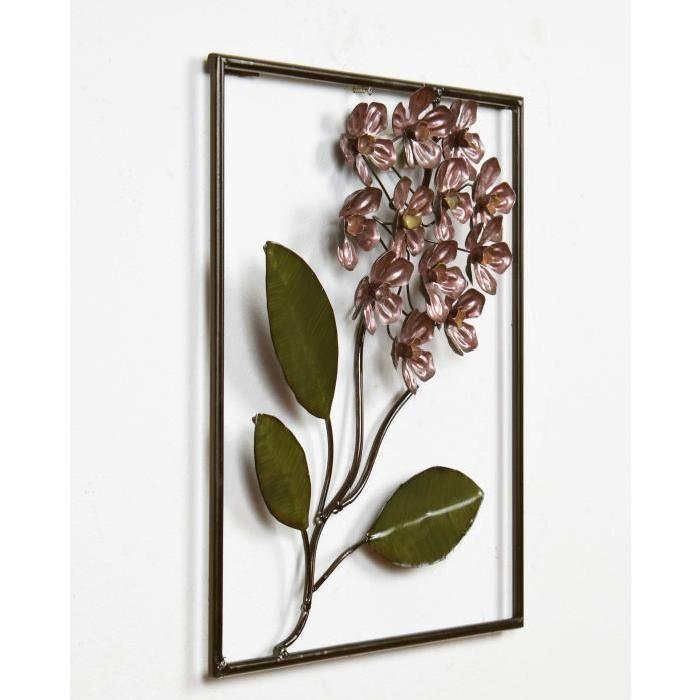 Tableau décoration murale métal Hortensia Violet - Métal - L 35,5 x H 35,5 cm