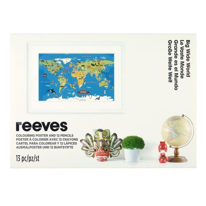 REEVES Poster a colorier - Carte du Monde - 114 x 60 cm