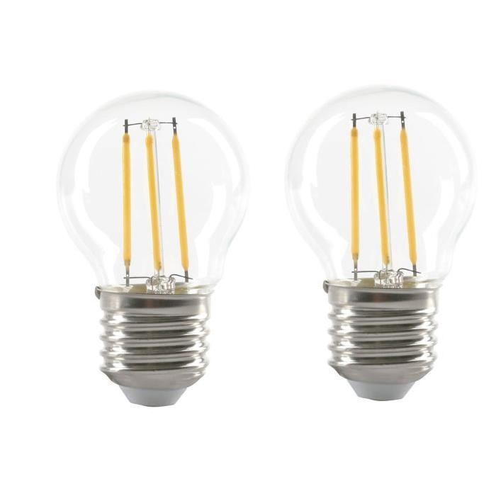 EXPERT LINE Lot de 2 Ampoules LED filament E27 G45 SMD 4 W équivalent a 36 W blanc chaud