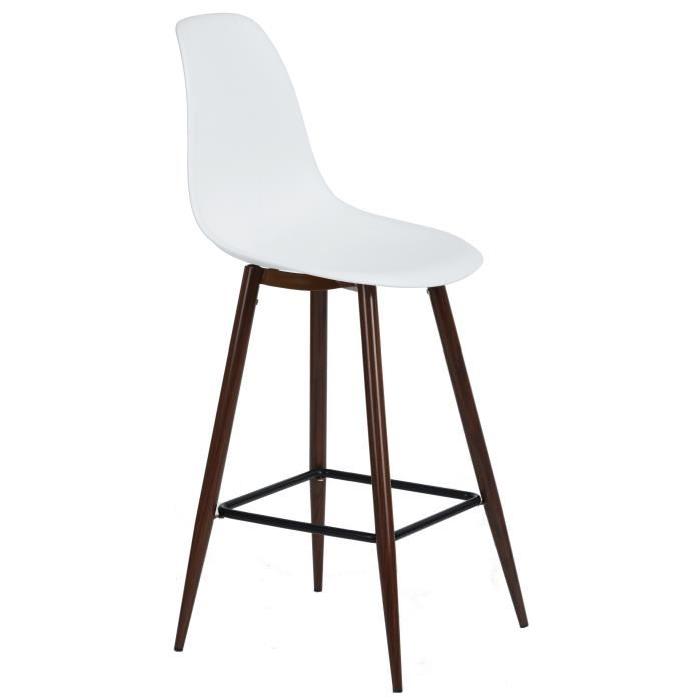 CHARLTON BAR HIGH PP Lot de 2 chaises de bar en métal blanc - Style contemporain - L 45 x P 50 cm