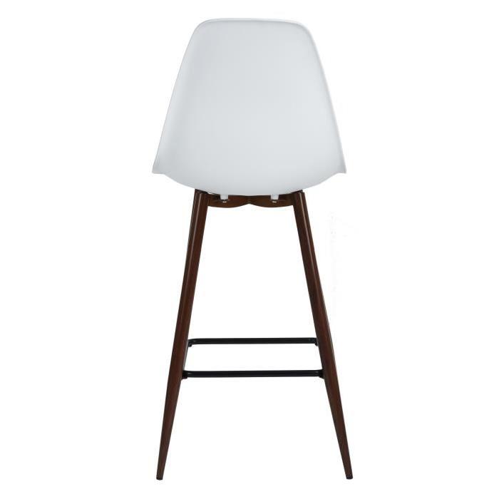 CHARLTON BAR HIGH PP Lot de 2 chaises de bar en métal blanc - Style contemporain - L 45 x P 50 cm