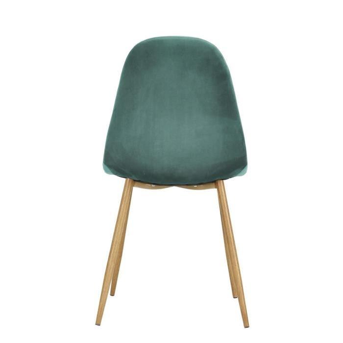 CHARLTON VELVET Lot de 4 chaises de salle a manger - Métal imprimé bois revetu de velours turquoise - Contemporain - L43 x P55