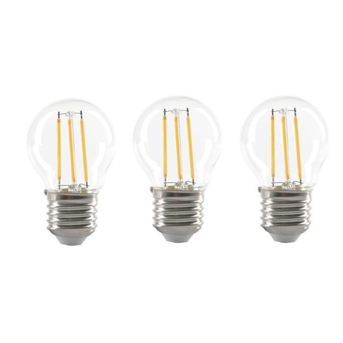 EXPERT LINE Lot de 3 Ampoules LED filament E27 G45 SMD 4 W équivalent a 36 W blanc chaud