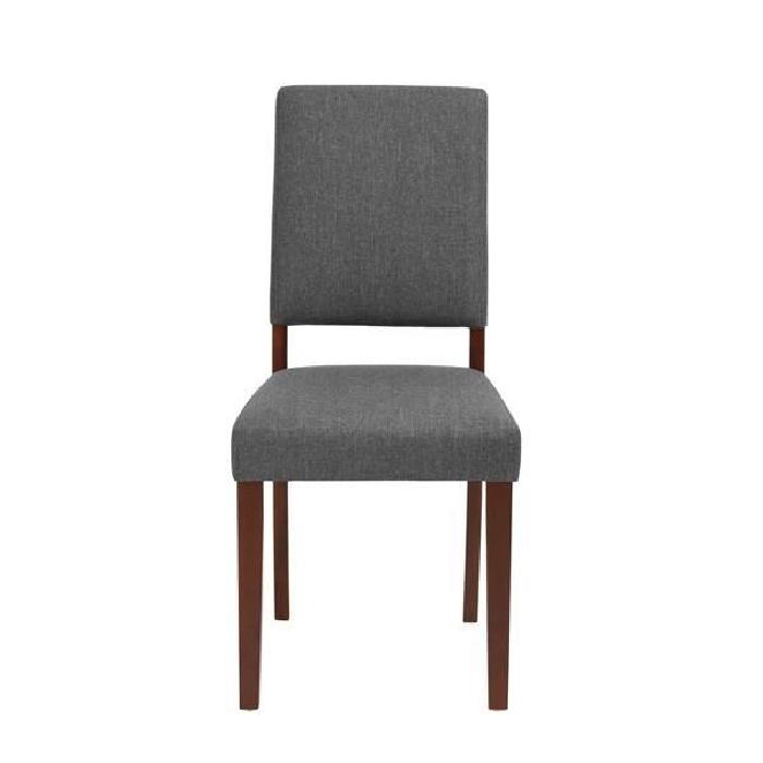 LEESTON Lot de 2 chaises de salle a manger en bois massif - Revetement tissu gris foncé - Style classique - L 50 x P 56 cm
