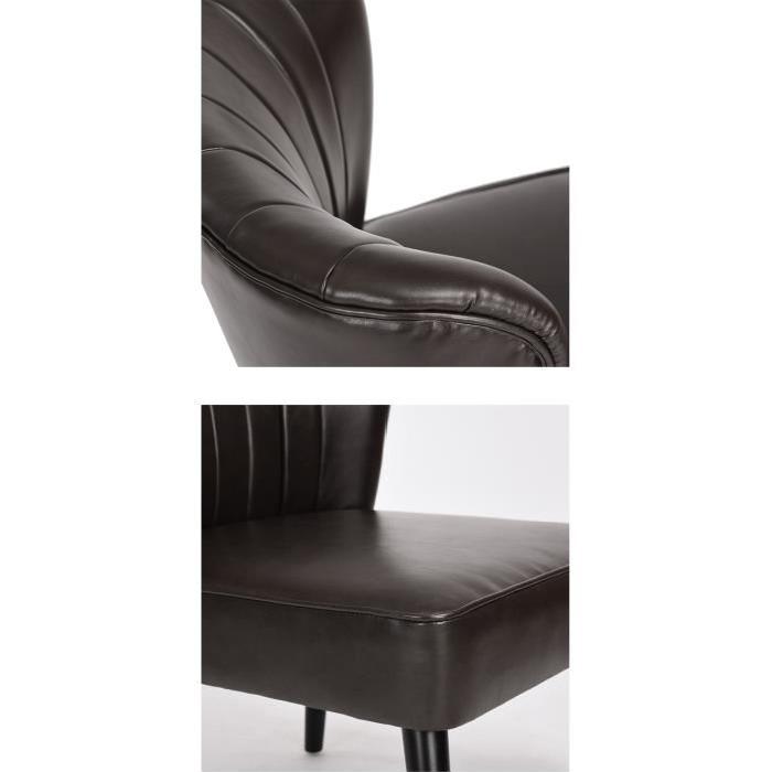 BRUNSWICK Chaise de salon en bois massif - Revetement simili PU brun foncé - Style contemporain - L 64 x P 74 cm