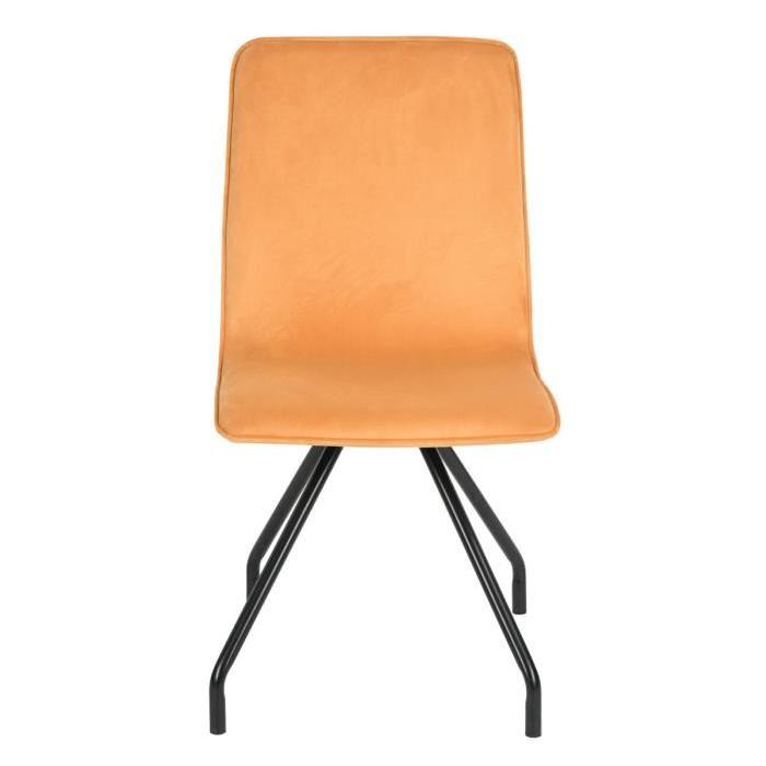 LINNEA VELVET Lot de 2 chaises de salle a manger - Métal revetu de velours jaune - Style contemporain - L 46 x P 58 cm