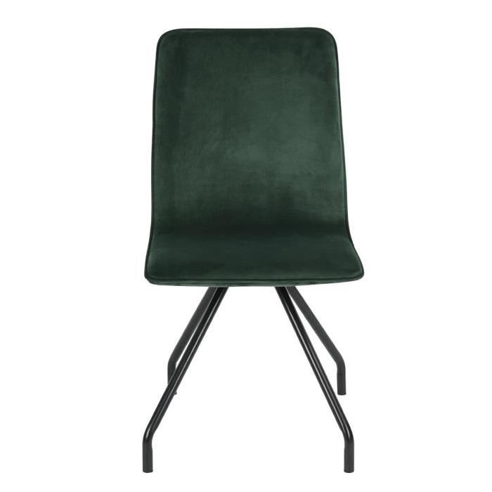 LINNEA VELVET Lot de 2 chaises de salle a manger - Métal revetu de velours vert - Style contemporain - L 46 x P 58 cm