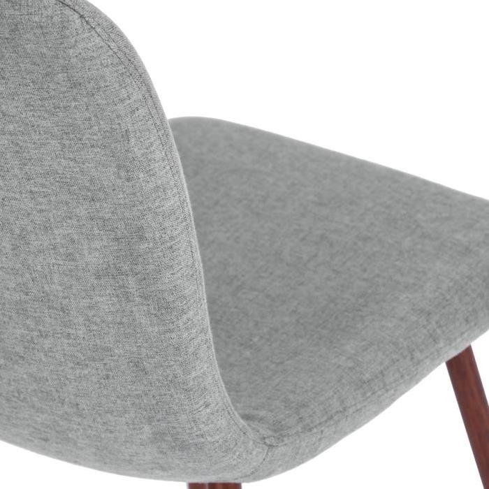 SCARGILL Lot de 4 chaises de salle a manger - Métal imprimé bois - Revetement tissu gris - Style contemporain - L 44 x P 54 cm