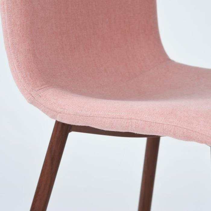SCARGILL Lot de 4 chaises de salle a manger - Métal imprimé bois - Revetement tissu rose - Style contemporain - L 44 x P 54 cm