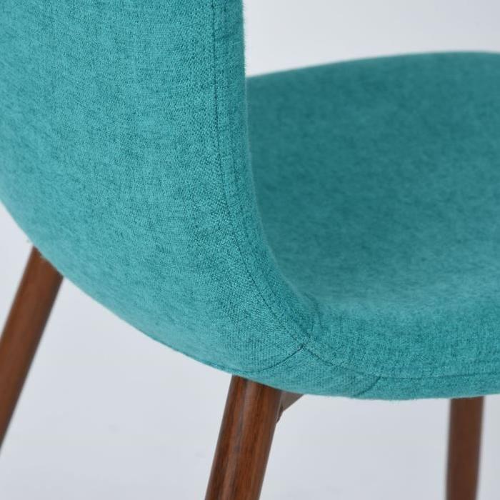 SCARGILL Lot de 4 chaises de salle a manger - Métal imprimé bois - Revetement tissu vert - Style contemporain - L 44 x P 54 cm