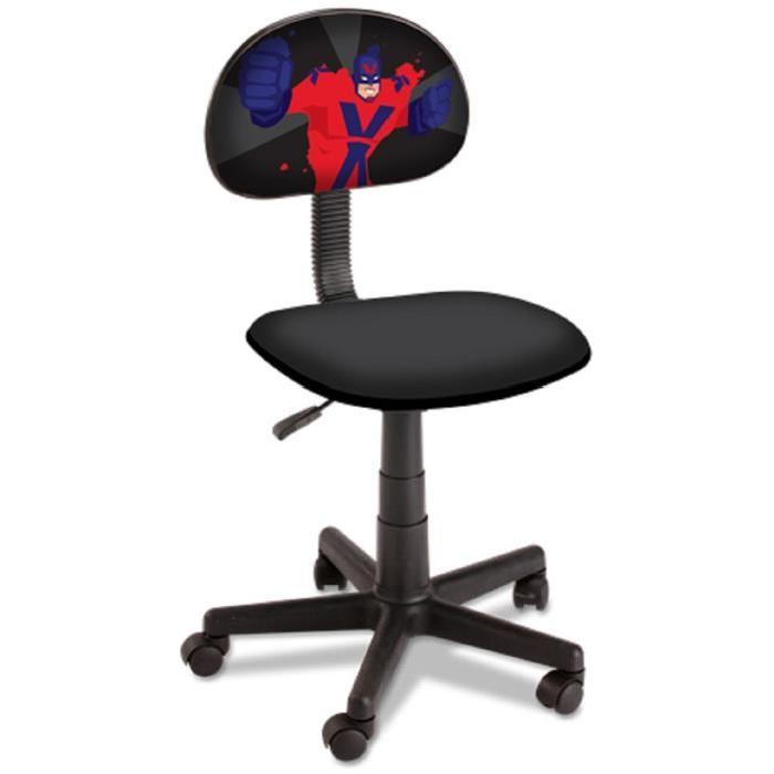 SUPER HERO Chaise de bureau réglable et sur roulettes - En tissu noir