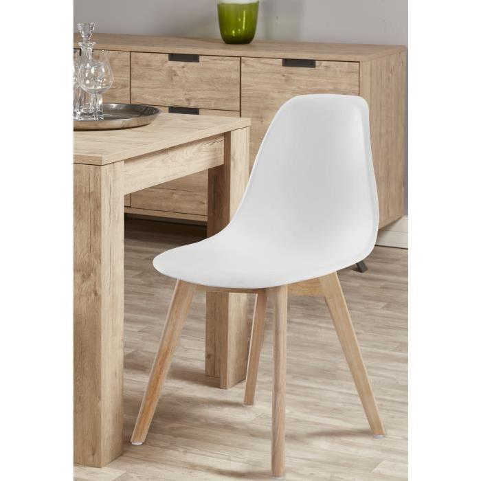SACHA Chaise de salle a manger design scandinave - Blanc