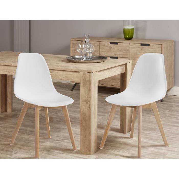 SACHA Lot de 2 chaises de salle a manger design scandinave - Blanc
