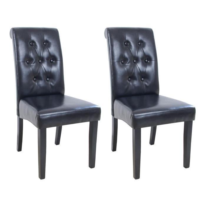 CUBA Lot de 2 chaises de salle a manger en simili noir