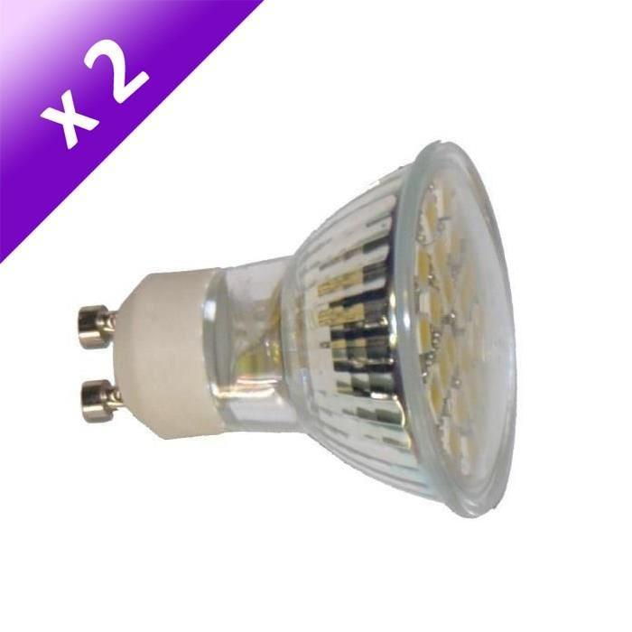 Lot de 2 Ampoules LED GU10 4 W équivalent a 40 W blanc chaud