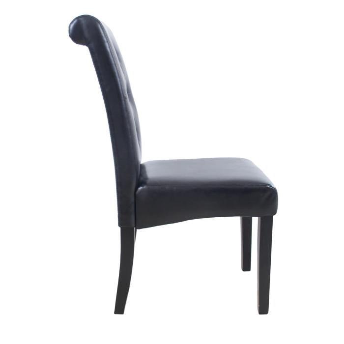 CUBA Lot de 2 chaises de salle a manger en simili noir