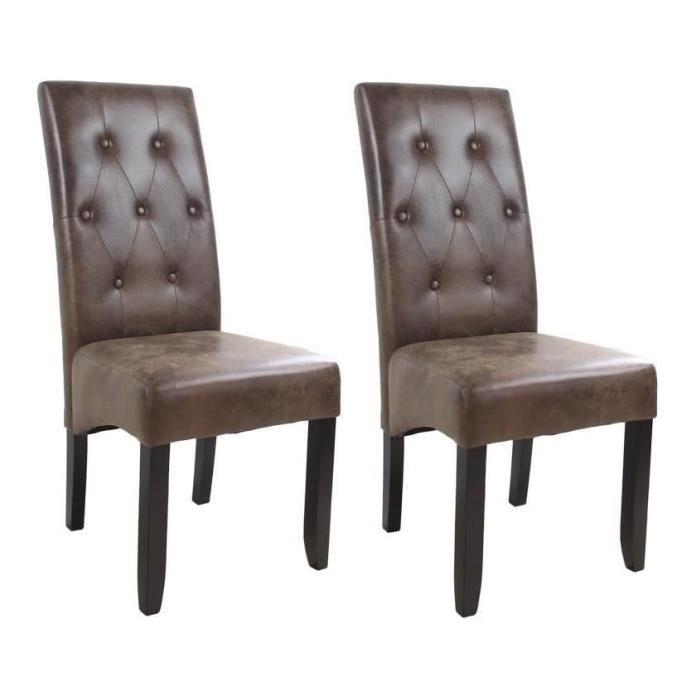 CUBA Lot de 2 chaises de salle a manger en microfibre vintage