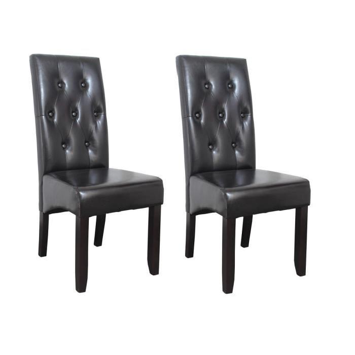 CUBA Lot de 2 chaises de salle a manger en simili marron