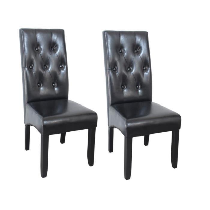 CUBA Lot de 2 chaises de salle a manger en simili noir