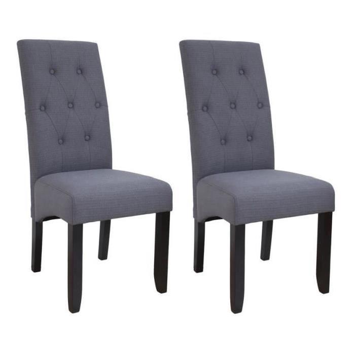 CUBA Lot de 2 chaises de salle a manger en tissu gris