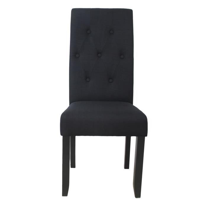 CUBA Lot de 2 chaises de salle a manger en tissu noir