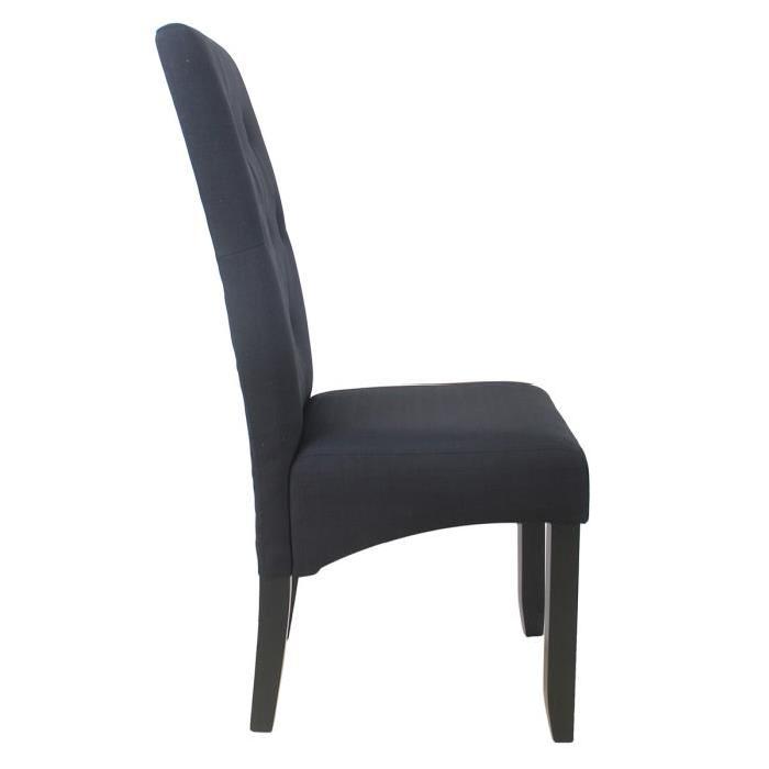 CUBA Lot de 2 chaises de salle a manger en tissu noir