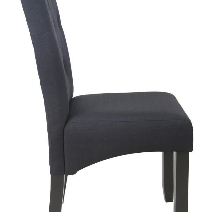 CUBA Lot de 2 chaises de salle a manger en tissu noir