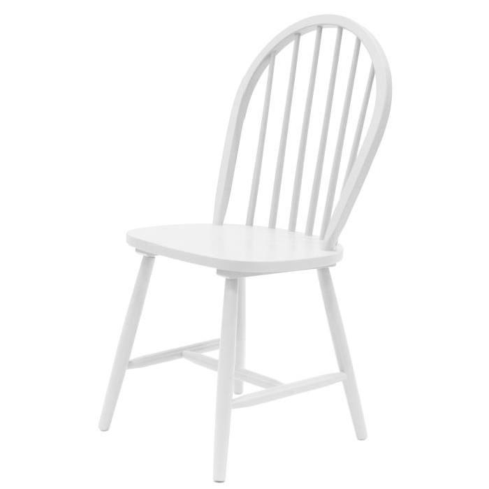 TEMPO Lot de 4 chaises de salle a manger en bois Hévéa massif - Laqué blanc - Style contemporain - L 46 x P 50 cm