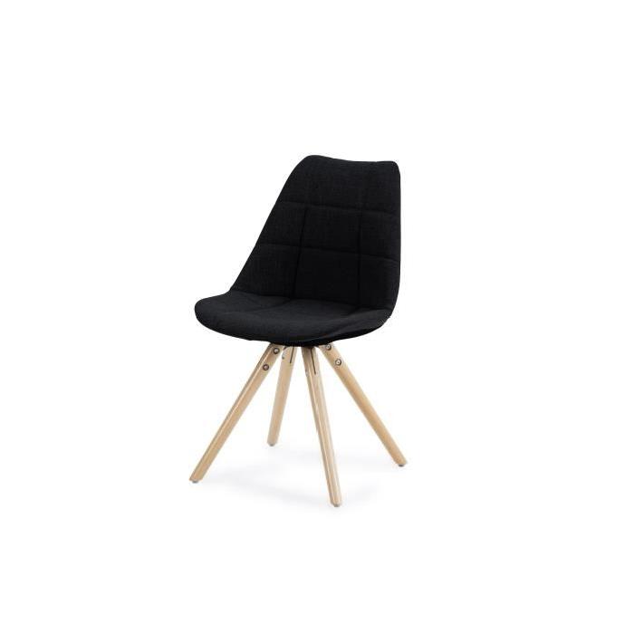 FRIDA Lot de 2 chaises en tissu - Pied en hetre - Style scandinave - Noir