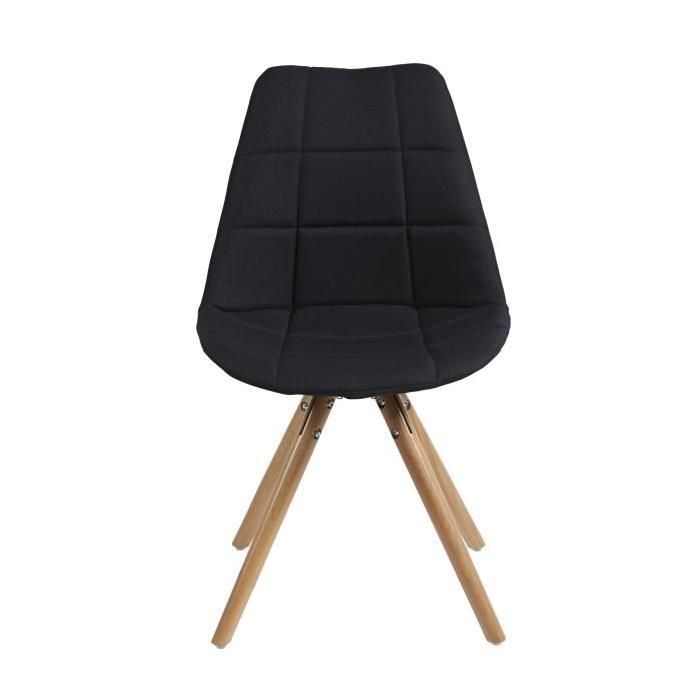 FRIDA Lot de 2 chaises en tissu - Pied en hetre - Style scandinave - Noir