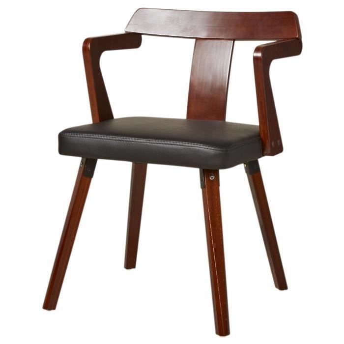 BINSK Chaise de salle a manger en bois bambou - Simili - Noir - Classique - L 48 x P 42 cm