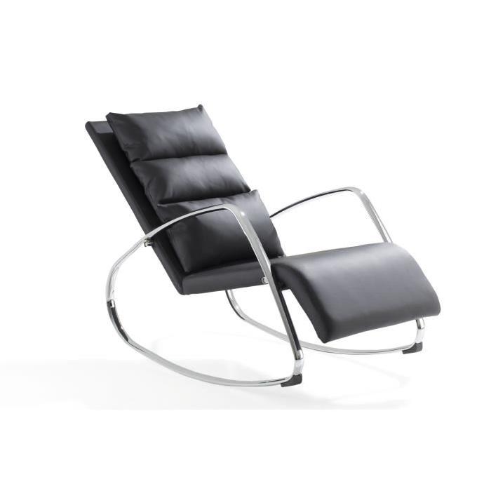 MOVING Chaise  a bascule Chrome et simili cuir Noir